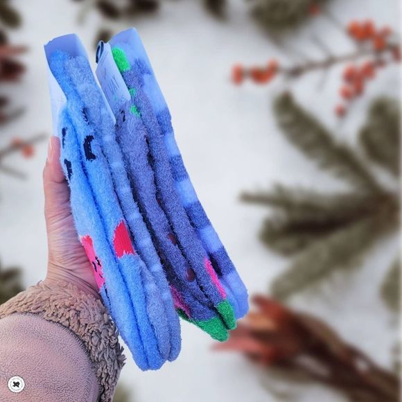 Set of 4 Pairs of Winter Socks for Women, Anti-Slip Purple Gray Fluffy Socks - Picture 2 of 5